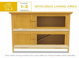 Double Decker Rabbit Hutch 2 Tier Guinea Pig House Pet Cage Outdoor with Sliding-out Tray, 97 x 44 x T3398P350040