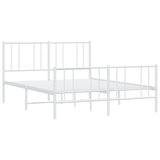 Metal Bed Frame without Mattress with Footboard White 160x200cm 352550