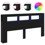ZNTS Storage Headboard with LED Lights Black Oak 200x18,5x103,5 cm 863116