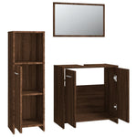 ZNTS 3 Piece Bathroom Furniture Set Brown Oak Engineered Wood 3154408