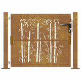 Garden Gate 100x100 cm Corten Steel Bamboo Design 153185