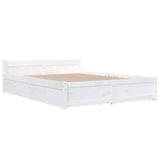 Bed Frame without Mattress with Drawers White Double 3103545