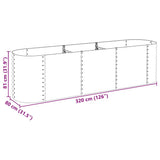 Garden Raised Bed 320x80x81 cm Galvanised Steel Grey 45522