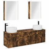 Bathroom Cabinet Set 5 pcs Smoked Oak Engineered Wood 3406651