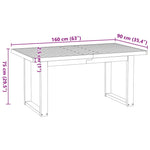 ZNTS Dining Table NOAIN U-Shaped Legs 160x90x75 cm Solid Wood Pine 4100044