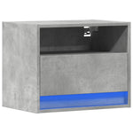ZNTS Wall-mounted Bedside Cabinet with LED Lights Concrete Grey 852067