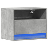 ZNTS Wall-mounted Bedside Cabinet with LED Lights Concrete Grey 852067