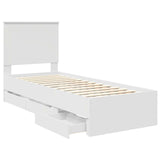 Bed Frame with Drawer White 75 x 190 cm Engineer Wood 3411166