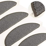 Stair Mats 15 pcs 56x17x3 cm Grey Half Round 149846