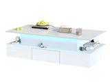 Lift-Top Coffee Table, Highgloss Centre Table with 4 drawers & LED lights, Lifting Sofa Side Table, N605P374201W