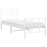 Metal Bed Frame without Mattress with Footboard White 80x200cm 355619