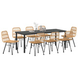Garden Dining Set 9 pcs Brown Powder-Coated Steel 3379197