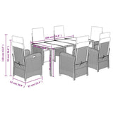 7 Piece Garden Dining Set with Cushions Black Poly Rattan 3212454