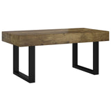 ZNTS Coffee Table Dark Brown and Black 90x45x40 cm MDF and Iron 286100
