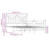 Bed Frame Black Steel Double Bed Frame Rectangular Industrial 353556