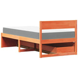 Bed with Drawers and Mattress Wax Brown 90x190 cm Single Solid Wood Pine 3281921