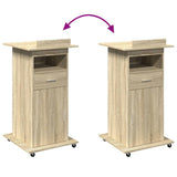Lectern with Wheels & Drawer Sonoma Oak 55x55x107 cm Engineered Wood 848026