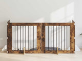 Foldable Dog Gate with Stands 4 pcs Smoked Oak 321 cm 892045
