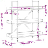 Bookcase 3-Tier Brown Oak 100x33x108.5 cm Engineered Wood 837691