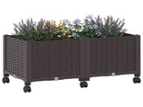 Garden Planter with Wheels Brown 80 x 40 x 44 cm PP 3422959