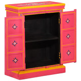 ZNTS Sideboard Solid Mango Wood Pink Hand Painted 244839