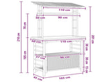 Outdoor Bar Table with Storage Natural 110 x 50 x 210 cm Bamboo 42028062