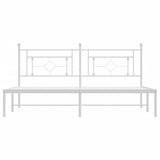 Metal Bed Frame without Mattress with Headboard White 180x200cm 374392