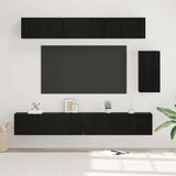 TV Cabinet Set 6 pcs Black Oak Engineered Wood 3393442