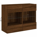 TV Wall Cabinet with LED Lights Brown Oak 78.5x30x60.5 cm 837105