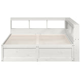 ZNTS Bookcase Bed without Mattress White 150x200cm Solid Wood Pine 3324458