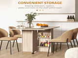 Folding Dining Table, Drop Leaf Table for Small Spaces with 2-tier Shelves, Small Kitchen Table with T3398P328154