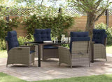 Garden Dining Set with Cushion 5 pcs Grey and Black Rattan 3380578