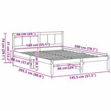 Bed Frame White 140 x 200 cm Solid Pine wood 872189