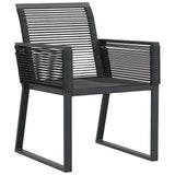 Garden Dining Set 7 pcs Black Powder-Coated Steel 3379315