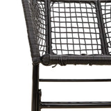 7 Piece Garden Dining Set Black Poly Rattan Glass 3334490