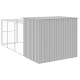 Dog House with Run Light Grey 214x457x181 cm Galvanised Steel 3189138