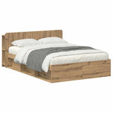 Bed Frame with Storage Artisan Oak 135 x 190 cm Engineered Wood 3433367