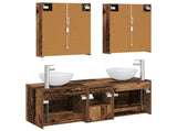 Bathroom Furniture Set 5 pcs Old Wood Engineered Wood and Glass 3406733