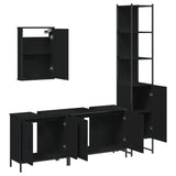 4 Piece Bathroom Furniture Set Black Engineered Wood 3214810