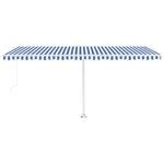 ZNTS Manual Retractable Awning with LED 500x300 cm Blue and White 3069581