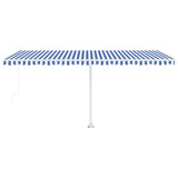 ZNTS Manual Retractable Awning with LED 500x300 cm Blue and White 3069581