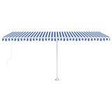 Manual Retractable Awning with LED 500x300 cm Blue and White 3069581