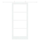 Sliding Door White 93 x 211 cm Solid Pine Wood and Glass 3332262
