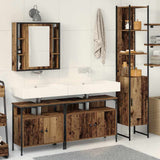 Bathroom Furniture Set with Door 4 pcs Old Wood Engineered Wood 3332596