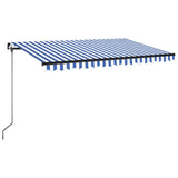 Manual Retractable Awning with LED 450x350 cm Blue and White 3069201