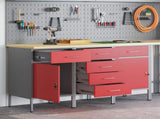 Work Cabinet with Drawer 3 pcs Red and Grey 150 x 55 x 85 cm 3321371