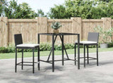 3 Piece Garden Bar Set with Cushions Black Poly Rattan 3203917