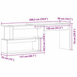 Desk Black Oak 200 x 50 x 76 cm Engineered Wood 862465