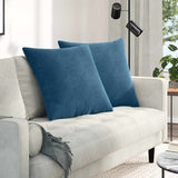 Sofa Pillows 2 pcs Blue 80 x 80 cm Corduroy Fabric 42014056