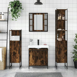 4 Piece Bathroom Cabinet Set Smoked Oak Engineered Wood 3214772